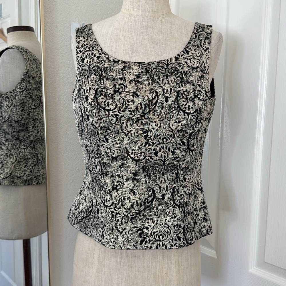 Y2k vintage jacquard metallic cropped dress sleeveless blouse